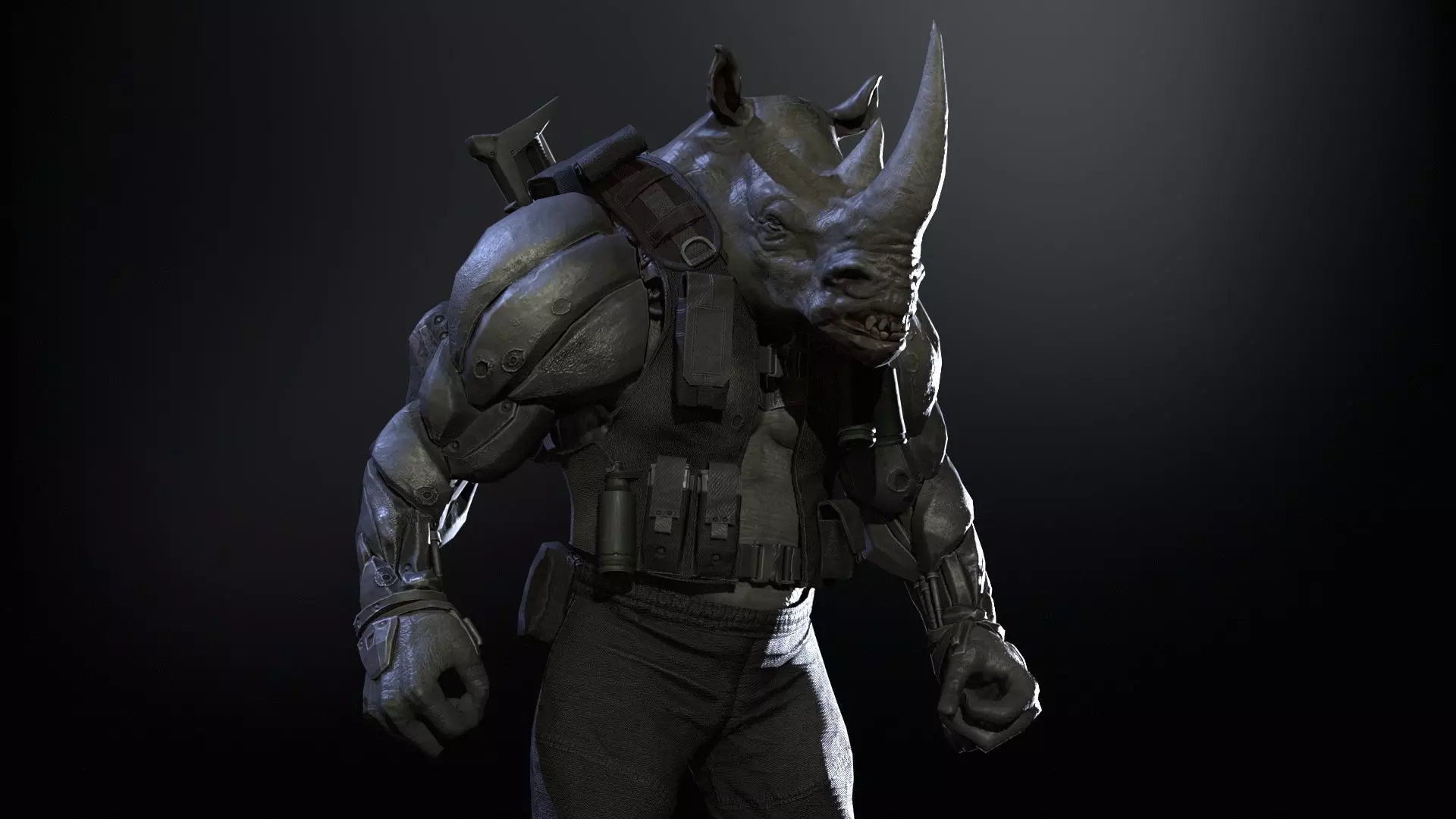 Rhino Soldier Low-poly 3D model_27