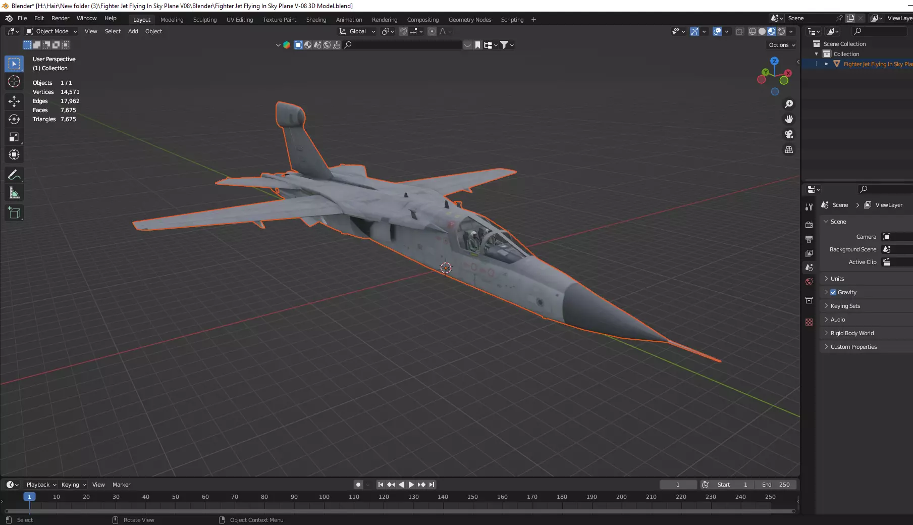 Fighter Jet Flying In Sky Plane V08 Low Poly 3D Model Low-poly 3D model_11