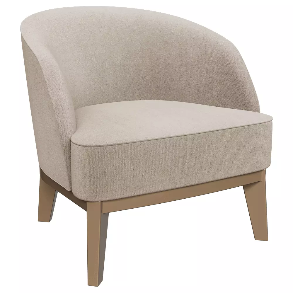 Modern Beige Fabric Armchair Low-poly 3D model_0
