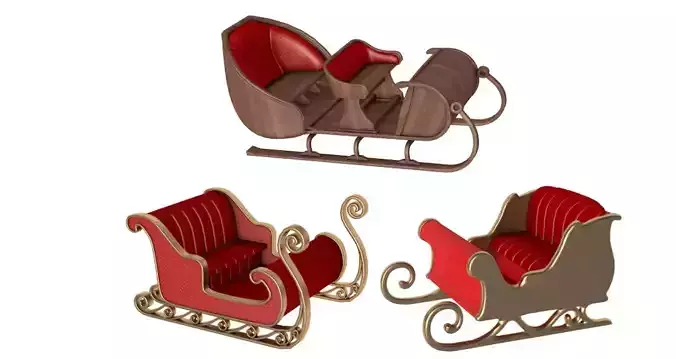 Christmas Santa sleigh collection 3D model