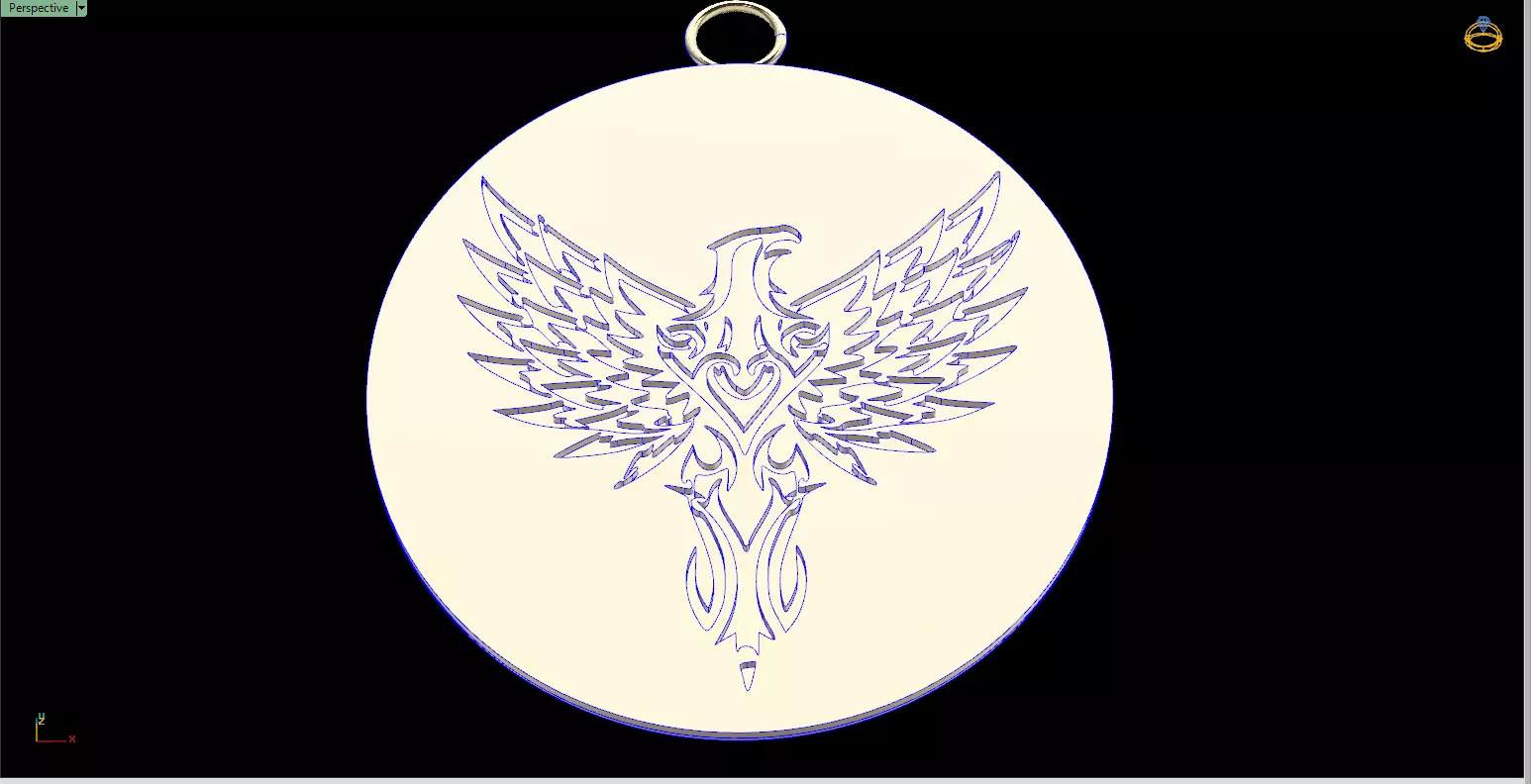 Modern Filigree Eagle Cutout Disc Necklace Item 23 3D print model_2
