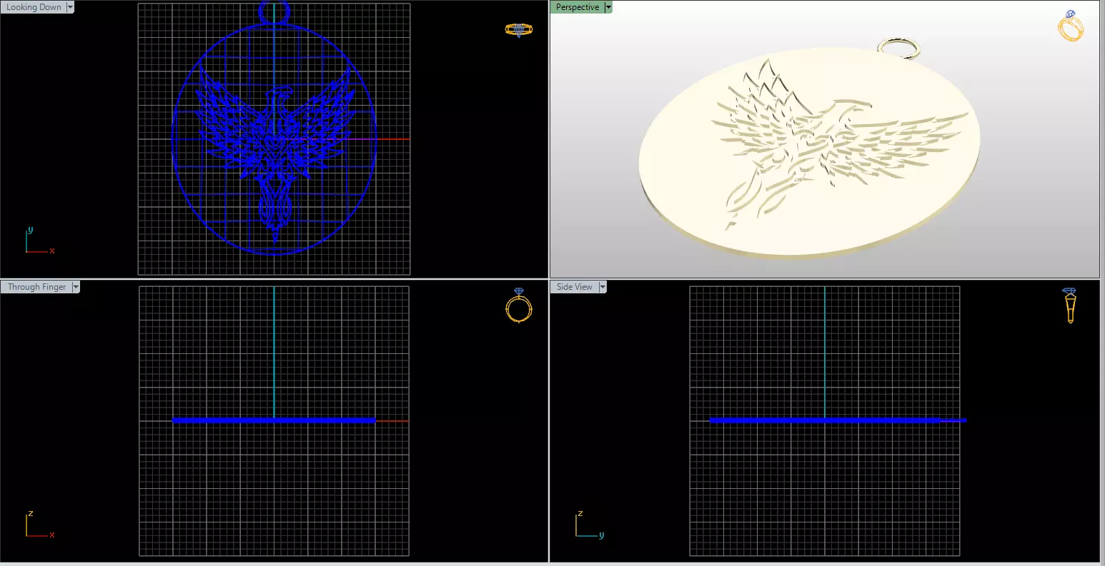 Modern Filigree Eagle Cutout Disc Necklace Item 23 3D print model_3