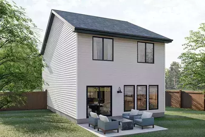 Double Story Modern House  3D Model  AutoCAD SketchUp  PDF Plans 3D model 5