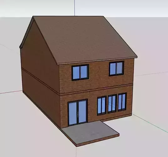 Double Story Modern House  3D Model  AutoCAD SketchUp  PDF Plans 3D model 4