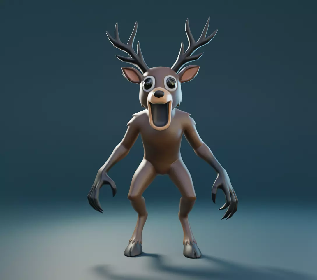 The Deer 99 Nights in the Forest A-pose Rigged Roblox Stylized Low-poly 3D model_1