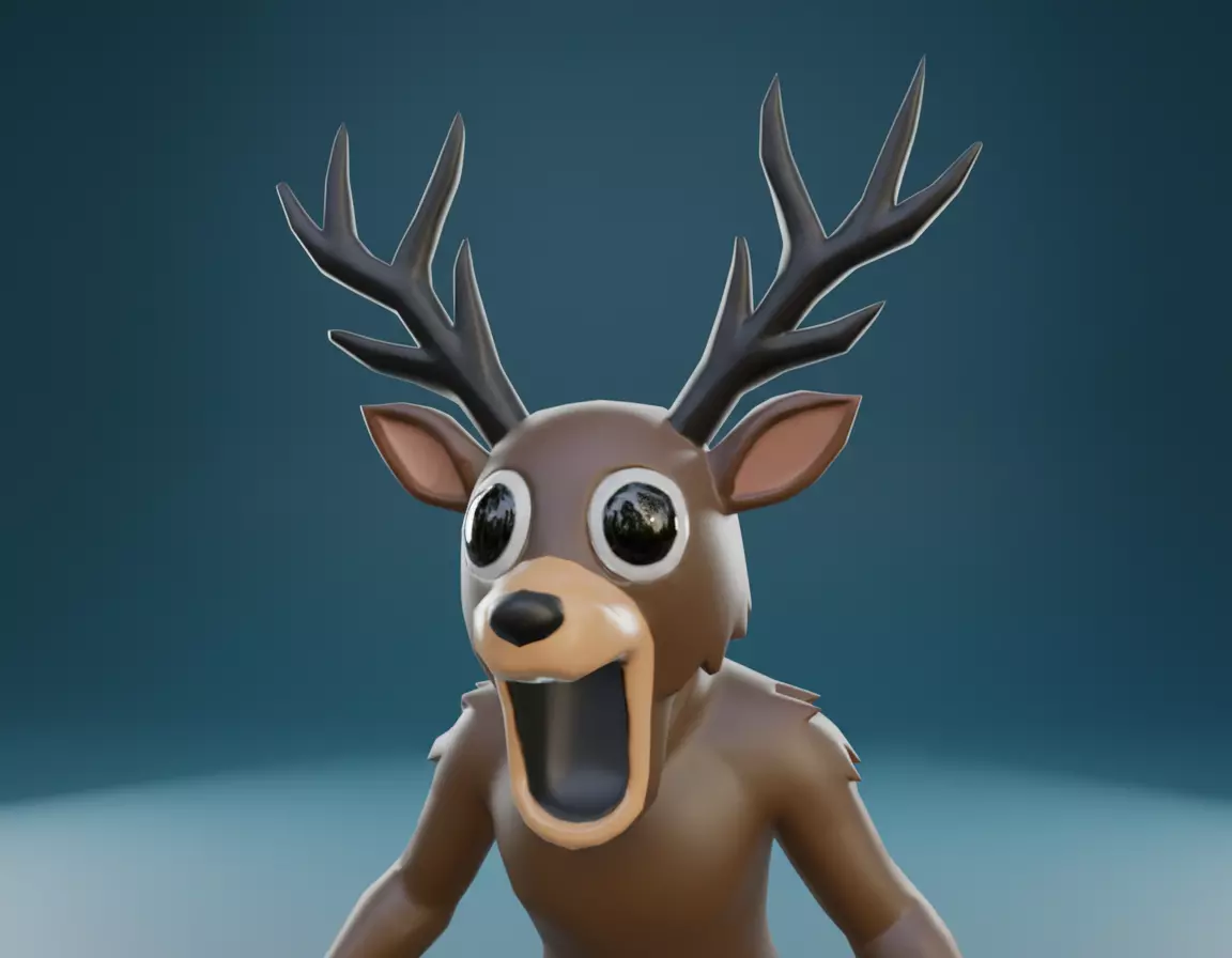 The Deer 99 Nights in the Forest A-pose Rigged Roblox Stylized Low-poly 3D model_3