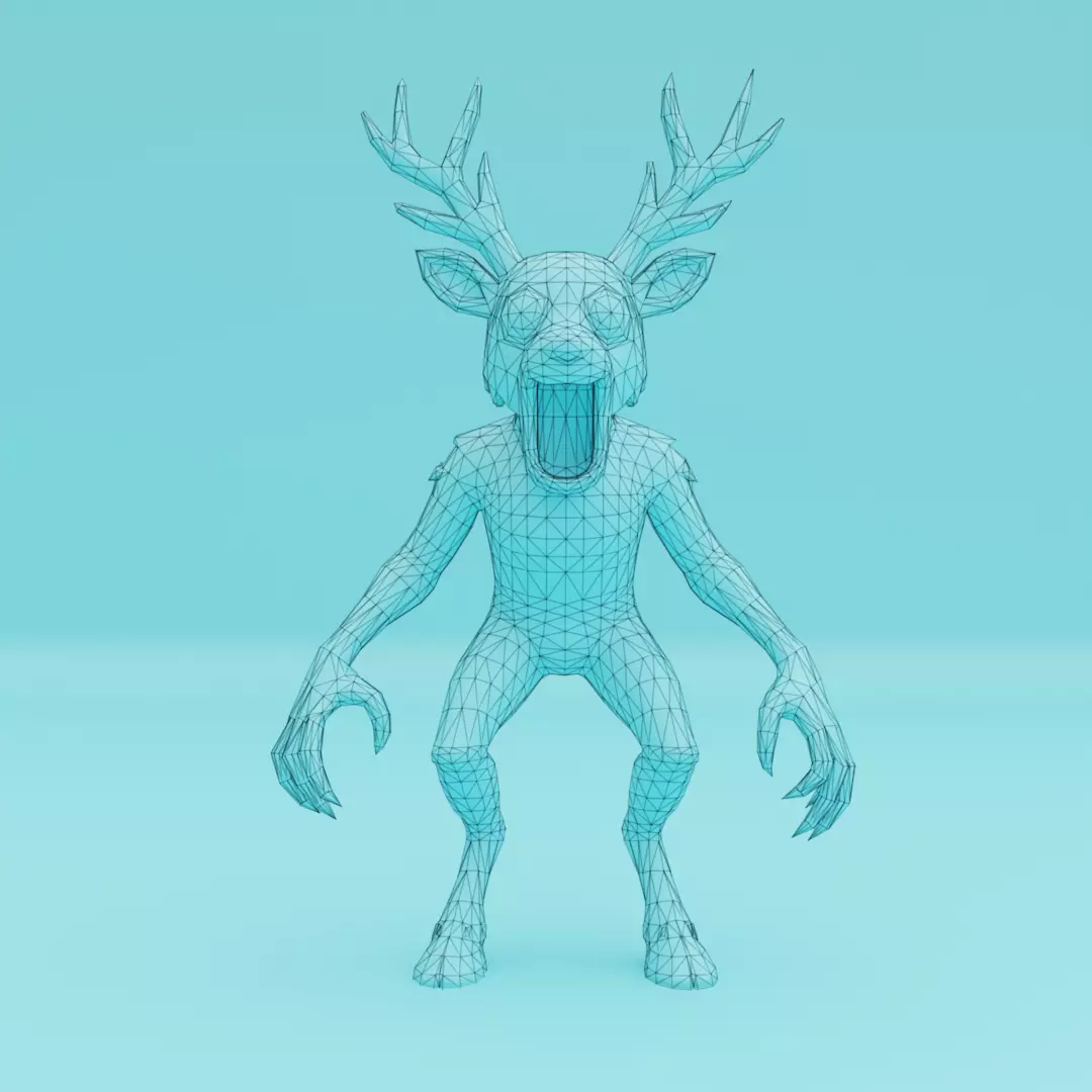 The Deer 99 Nights in the Forest A-pose Rigged Roblox Stylized Low-poly 3D model_5