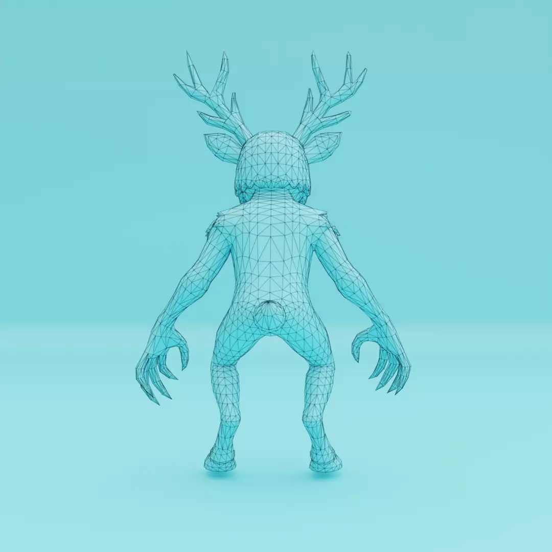 The Deer 99 Nights in the Forest A-pose Rigged Roblox Stylized Low-poly 3D model_6