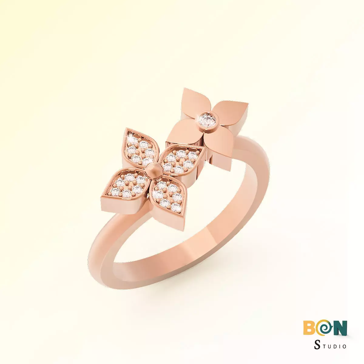 Gold Flower Minimalist Women Ring 3D Print Model 3DM STL OBJ FBX Free 3D print model