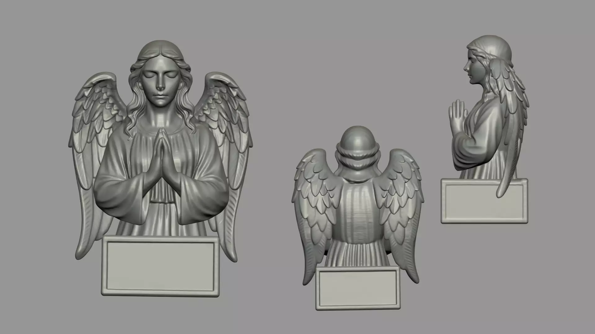 Angel Statue with Praying Pose 3D Print Ready 3D print model_0