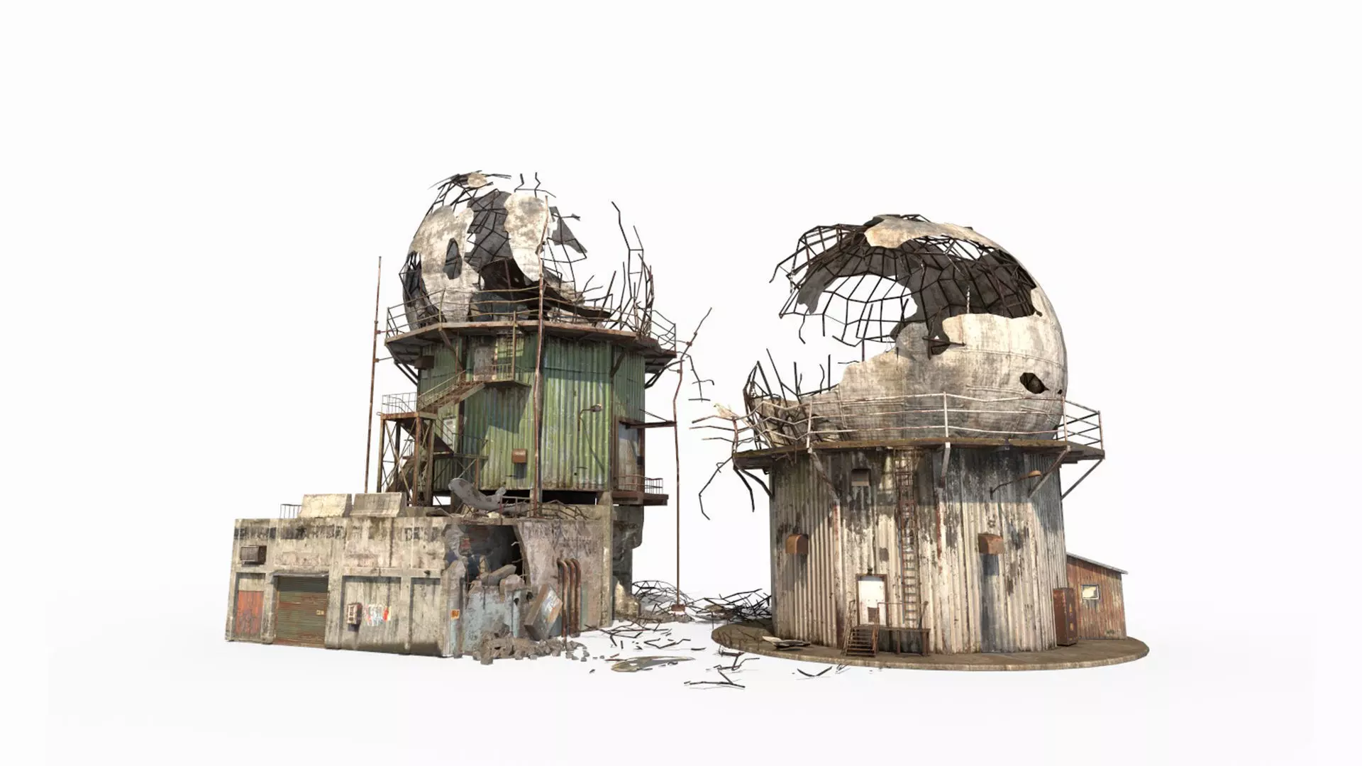 Damaged Old Radars 3D model_9