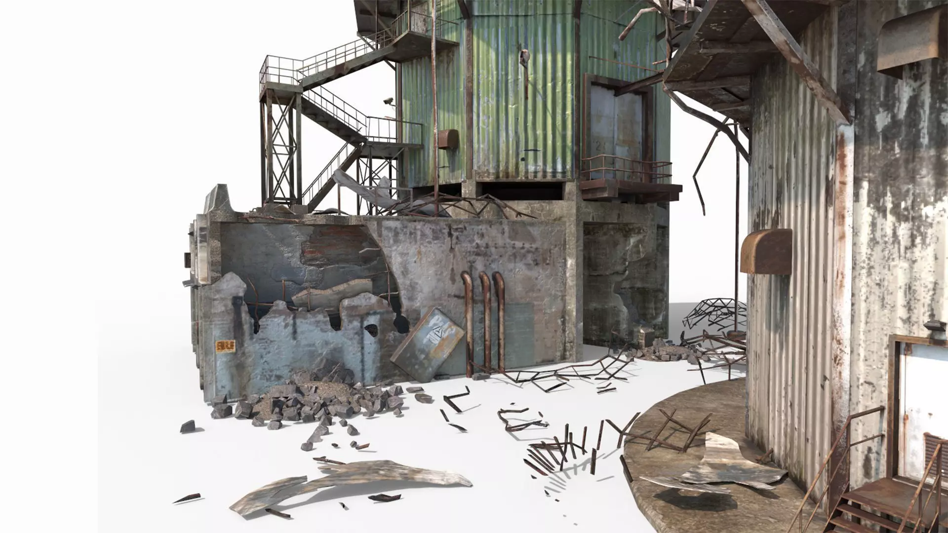 Damaged Old Radars 3D model_7