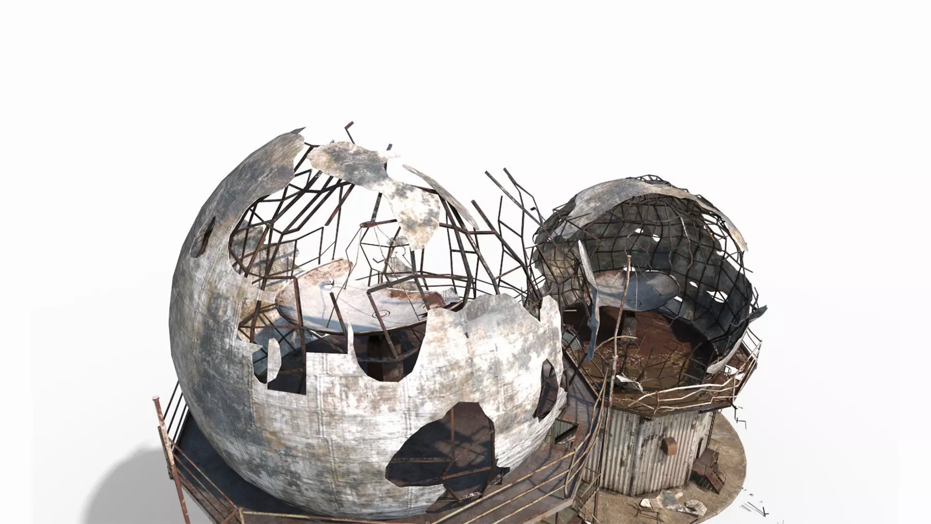 Damaged Old Radars 3D model_10