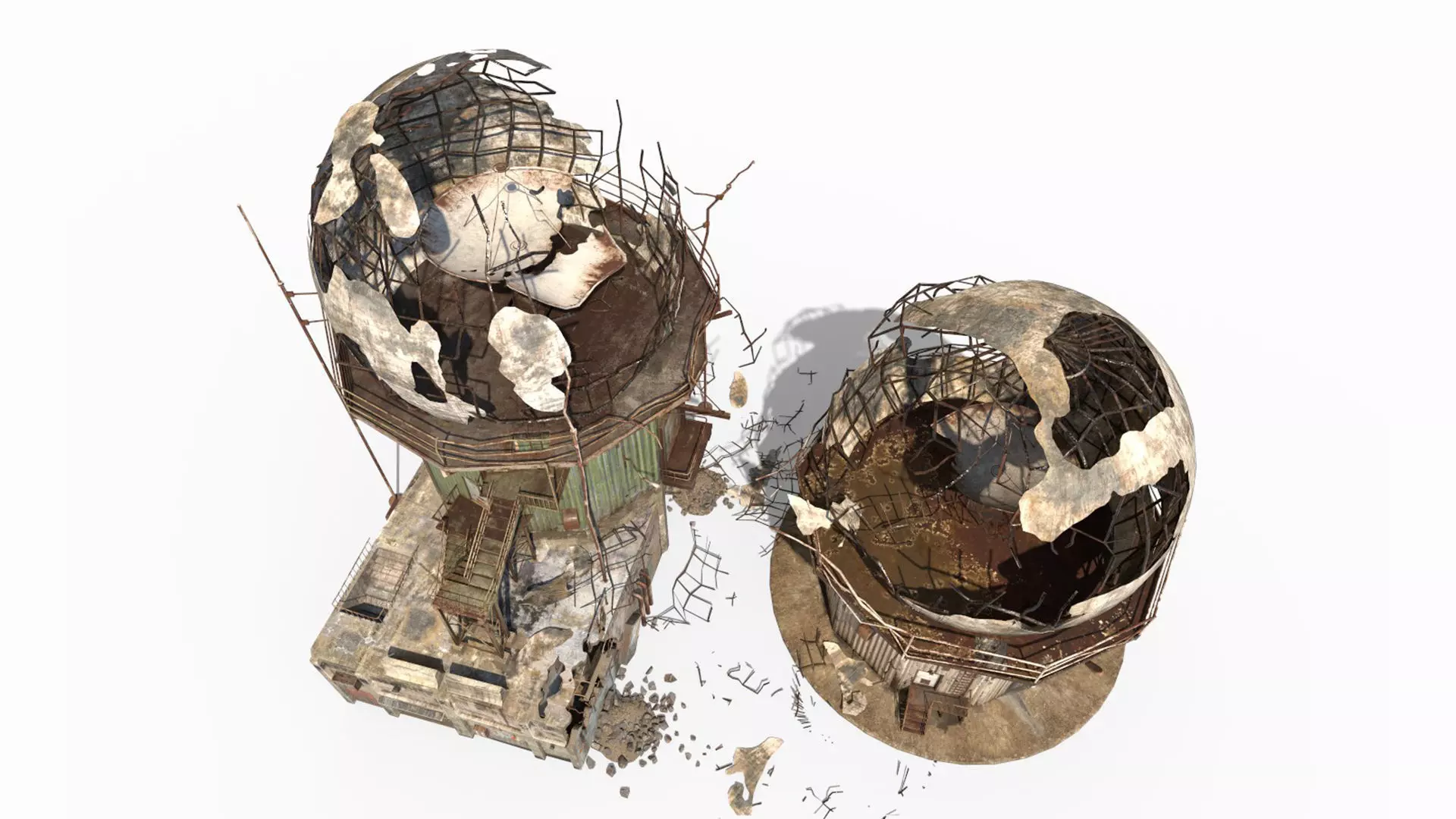 Damaged Old Radars 3D model_8