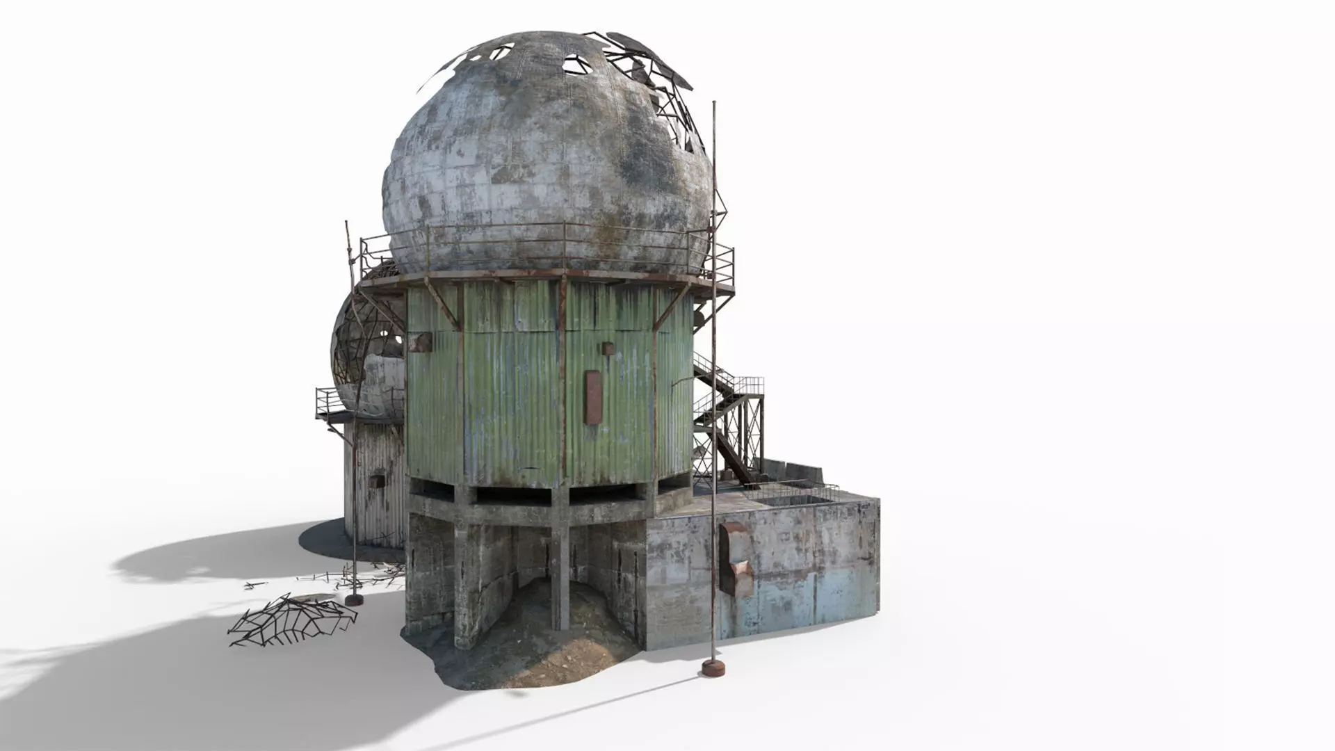 Damaged Old Radars 3D model_4