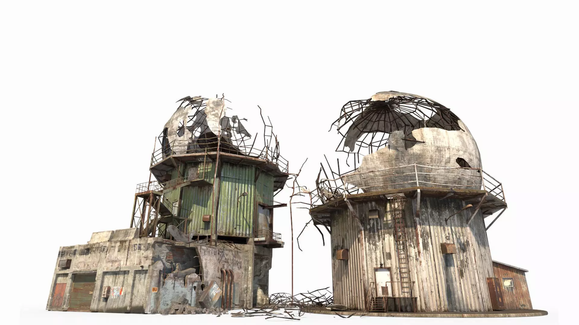 Damaged Old Radars 3D model_1