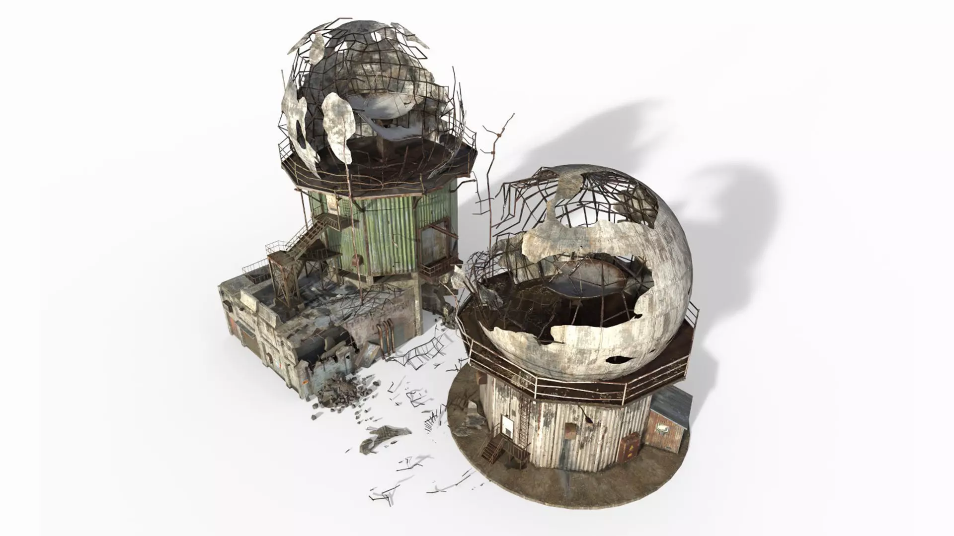 Damaged Old Radars 3D model_13