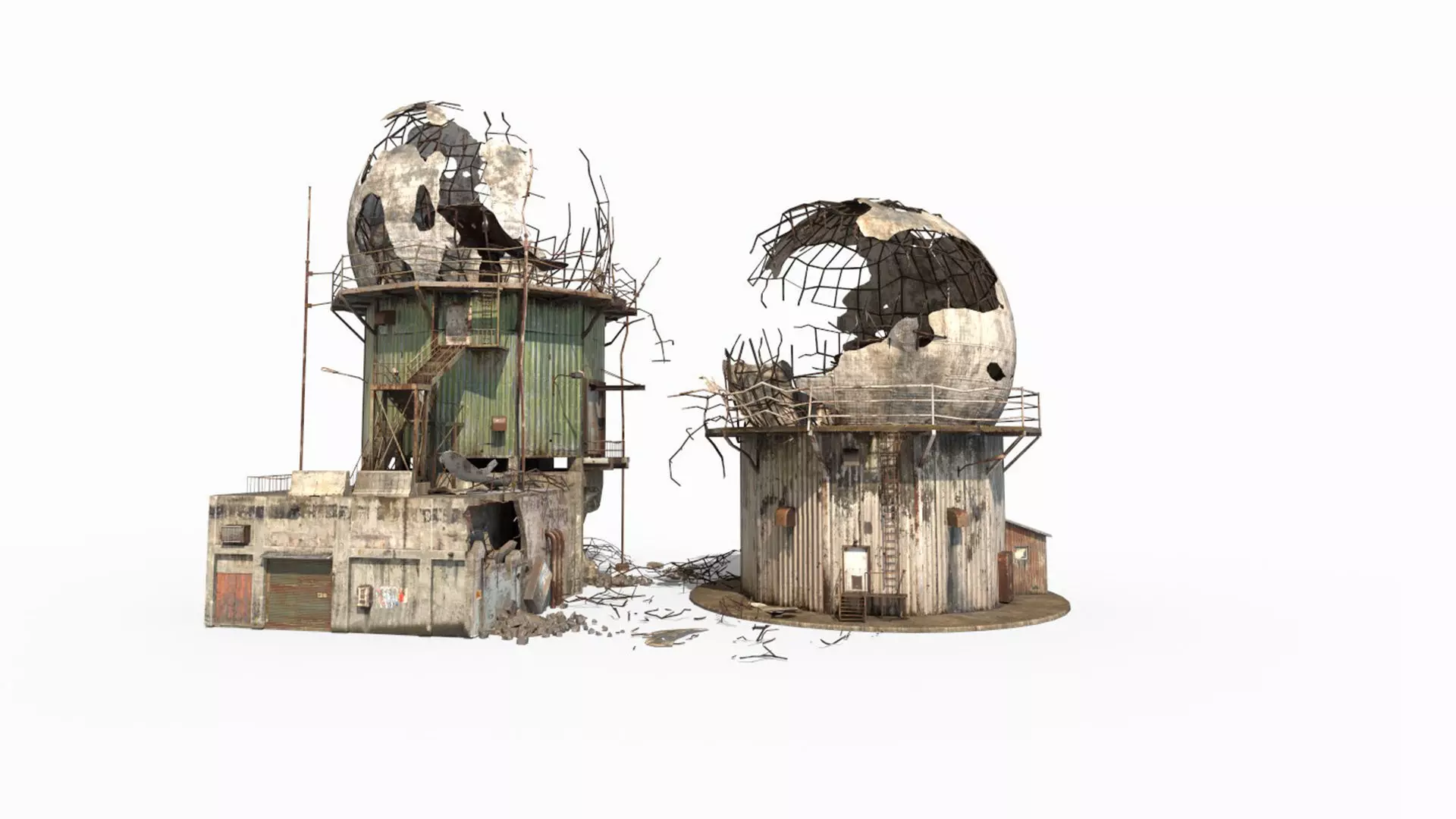 Damaged Old Radars 3D model_3