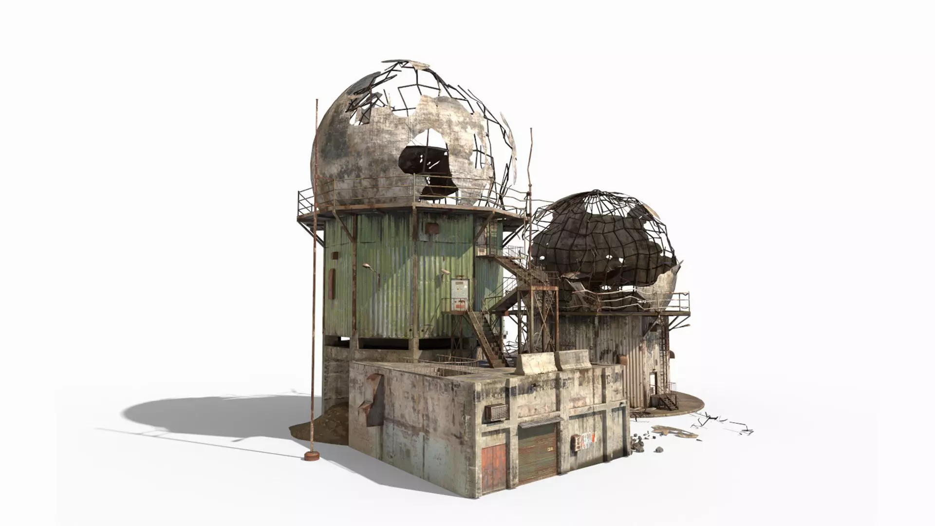 Damaged Old Radars 3D model_5