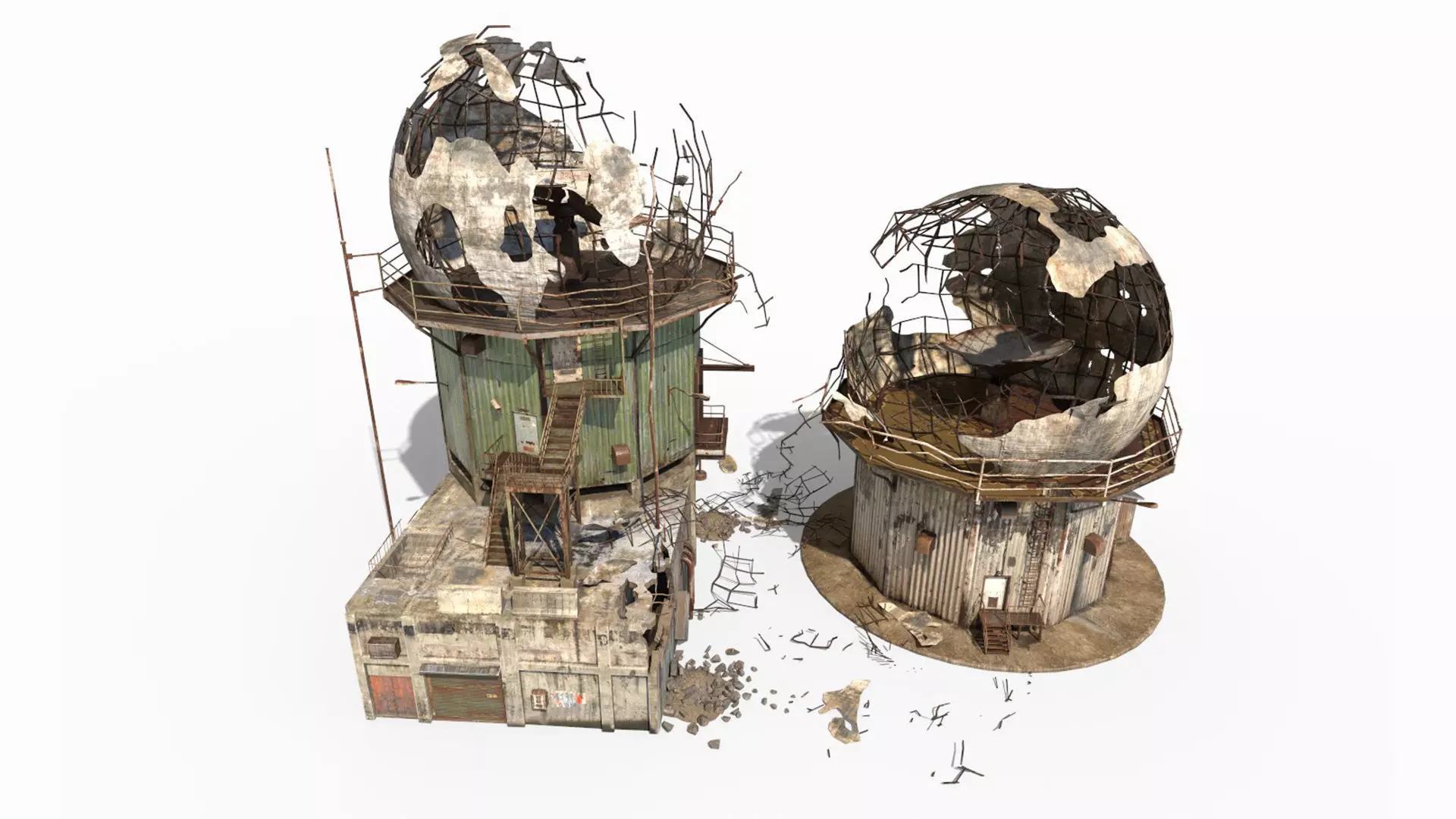 Damaged Old Radars 3D model_6