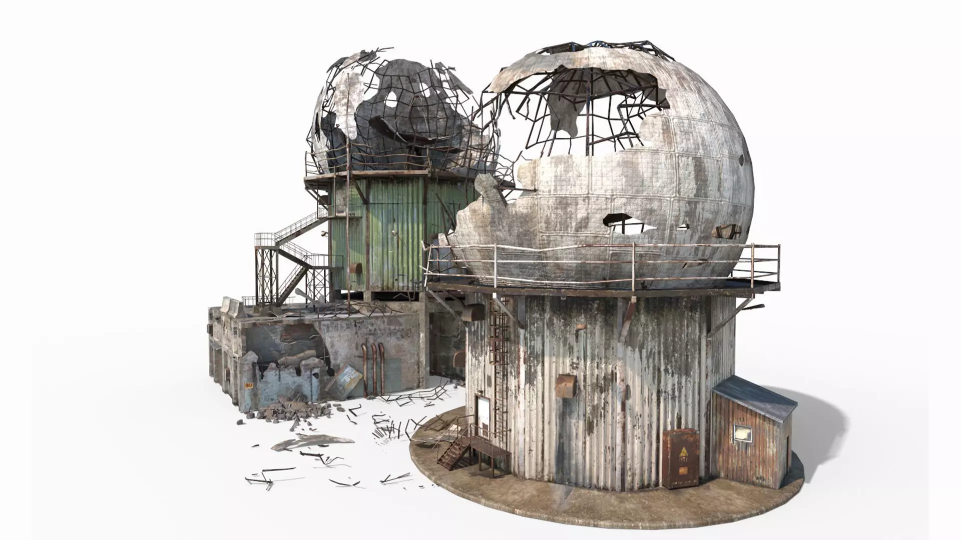 Damaged Old Radars 3D model_15
