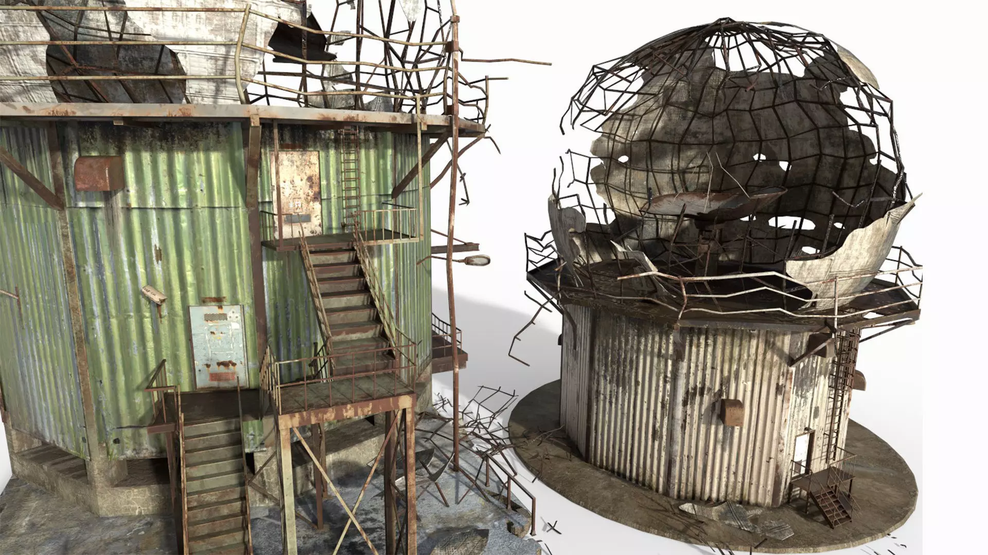 Damaged Old Radars 3D model_16