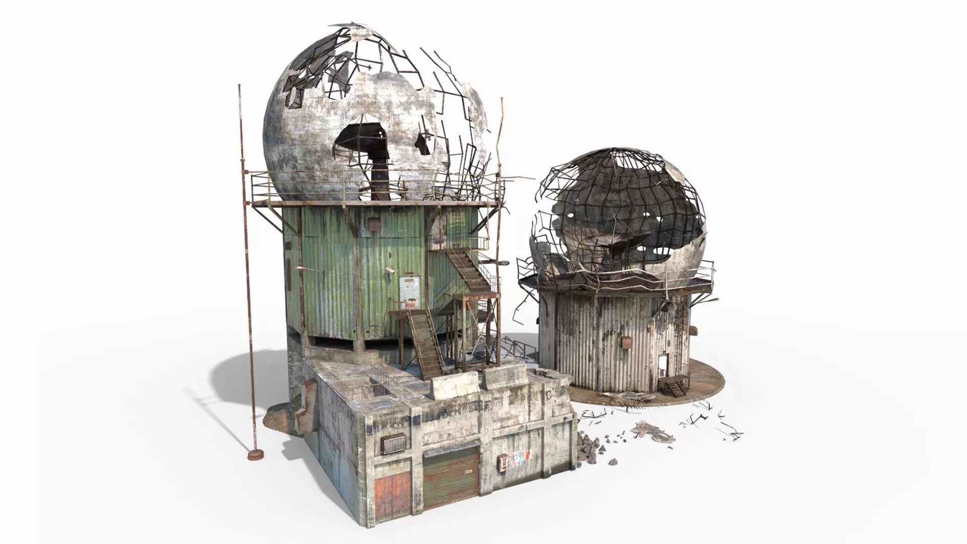 Damaged Old Radars 3D model_11
