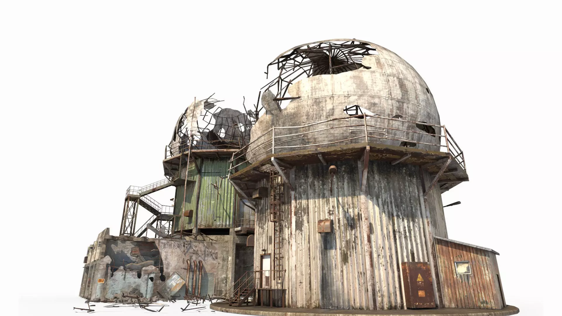 Damaged Old Radars 3D model_2