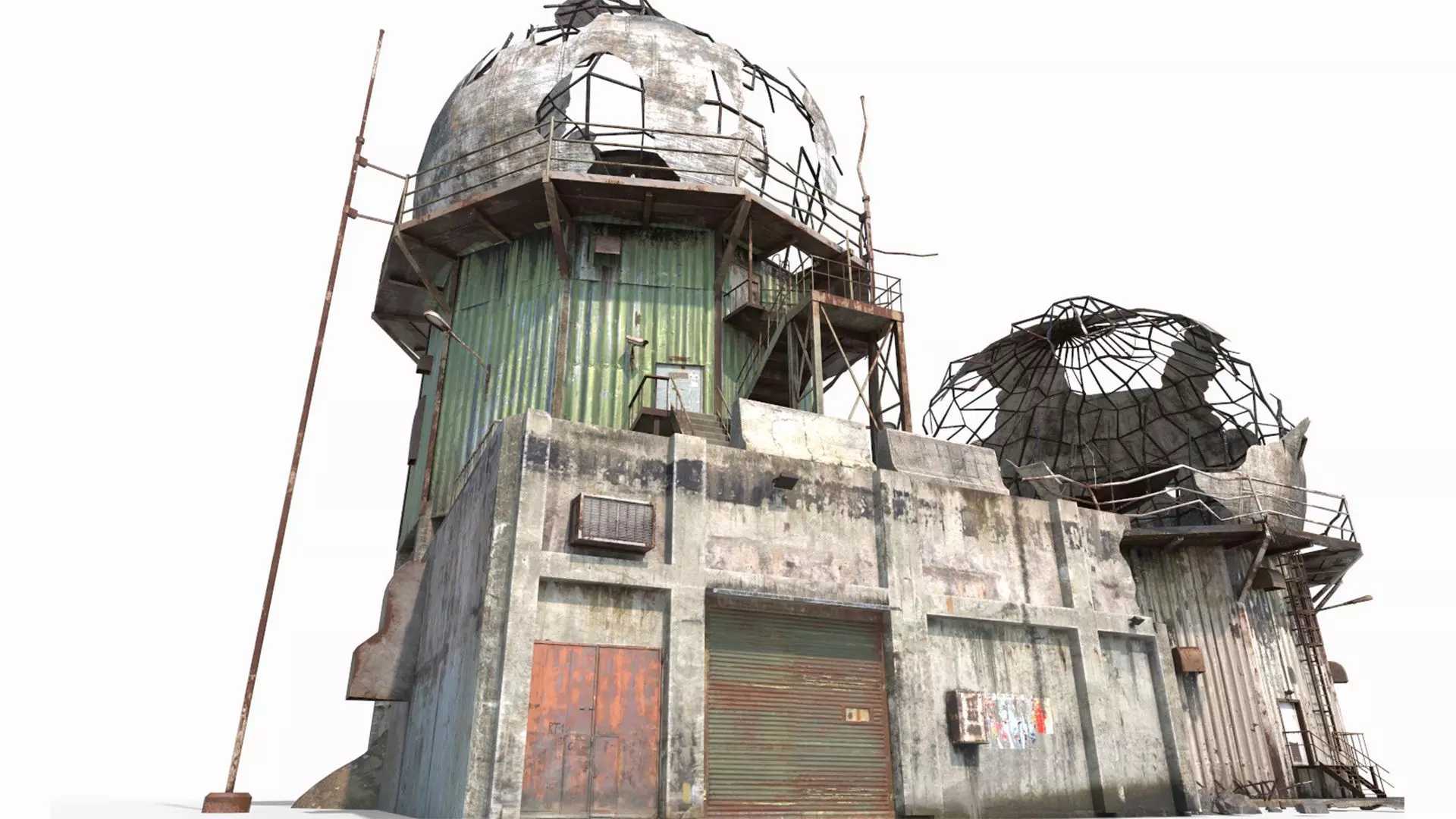 Damaged Old Radars 3D model_14