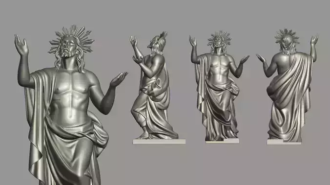 Jesus Christ Statue with Raised Hands 3D Print Ready