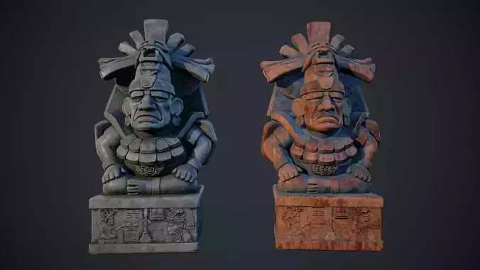 Aztec Statue 04 PBR Low-poly 3D model