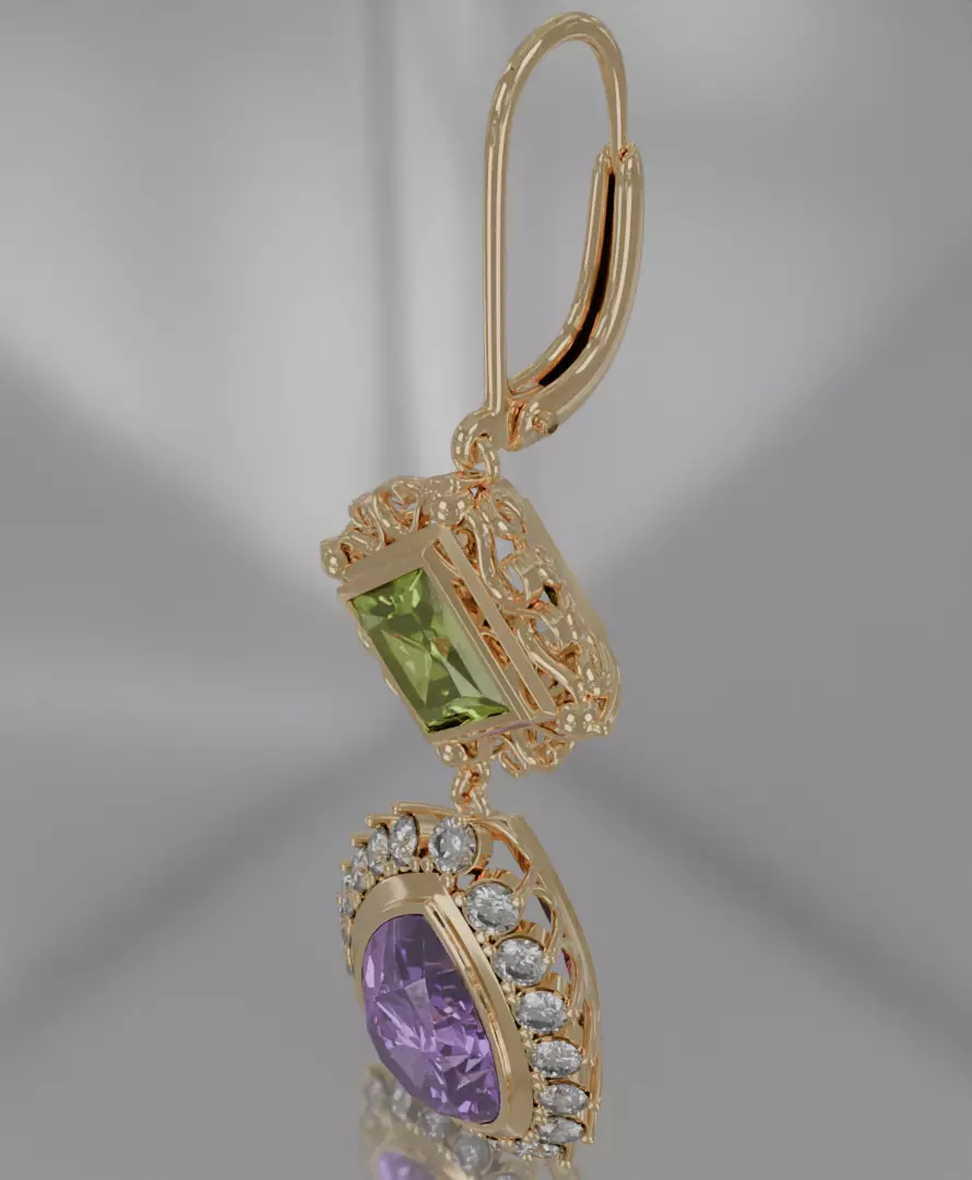 Golden Aurelis earrings 3D model jewelry 3D model_10