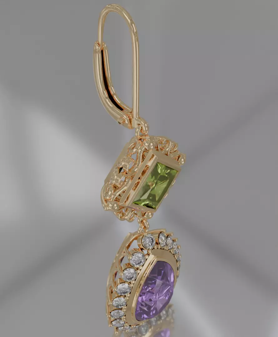 Golden Aurelis earrings 3D model jewelry 3D model_9