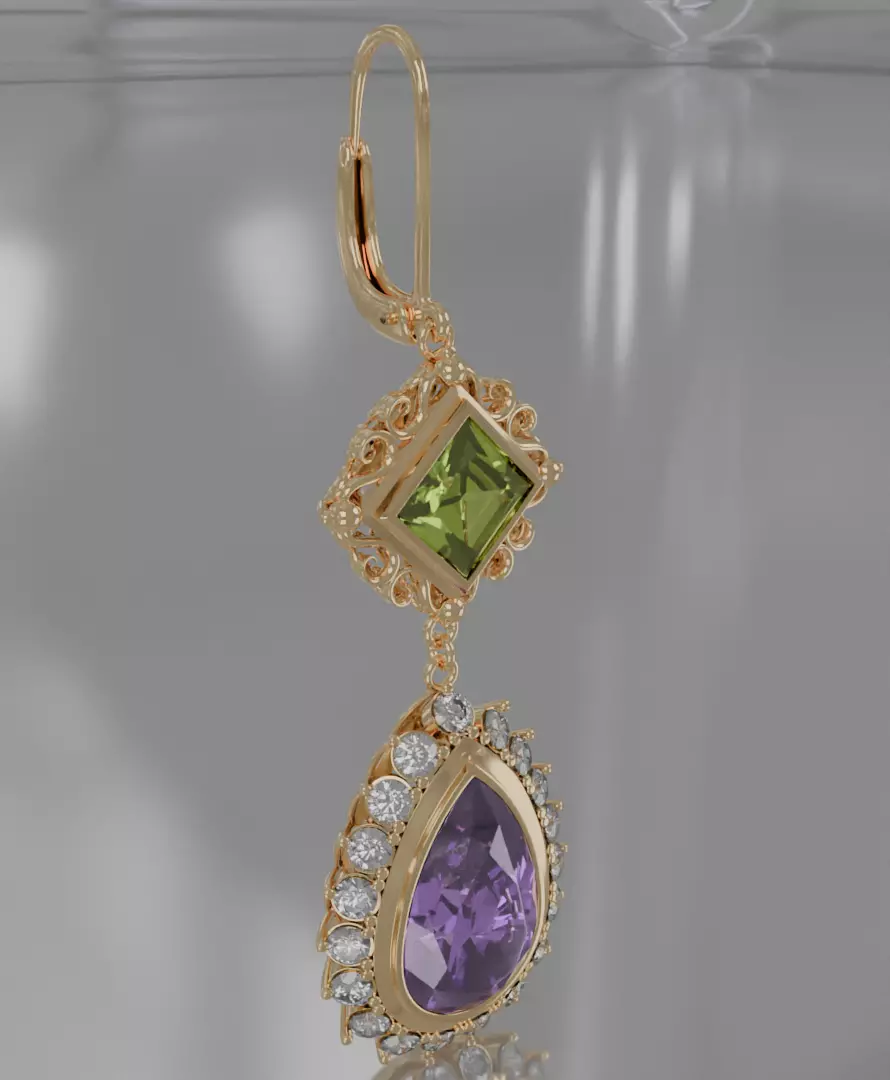 Golden Aurelis earrings 3D model jewelry 3D model_0