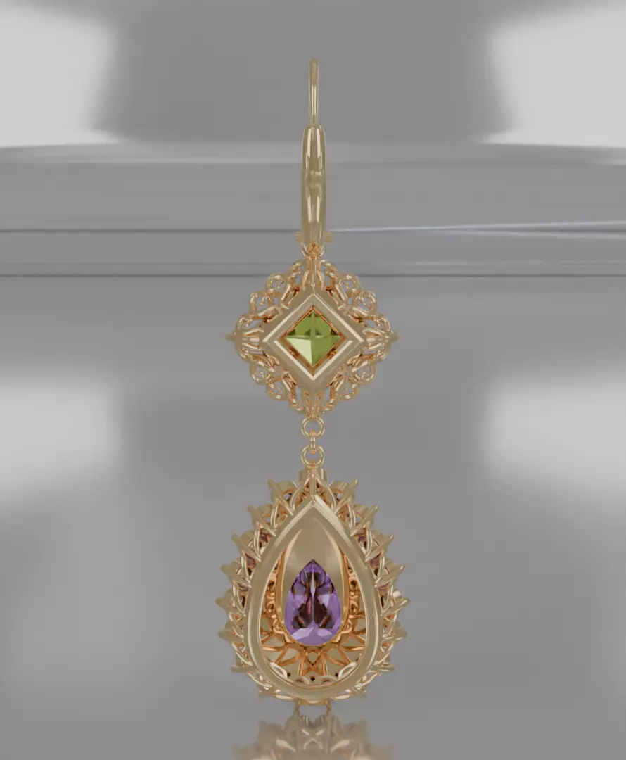 Golden Aurelis earrings 3D model jewelry 3D model_5