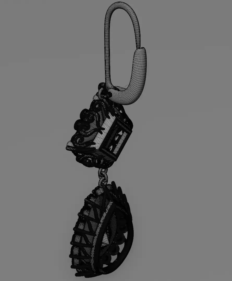 Golden Aurelis earrings 3D model jewelry 3D model_23