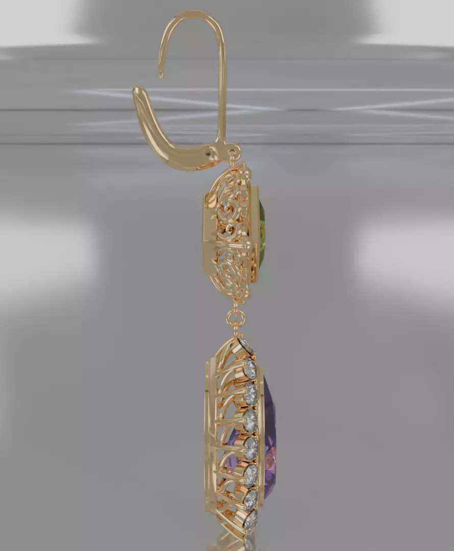 Golden Aurelis earrings 3D model jewelry 3D model_7