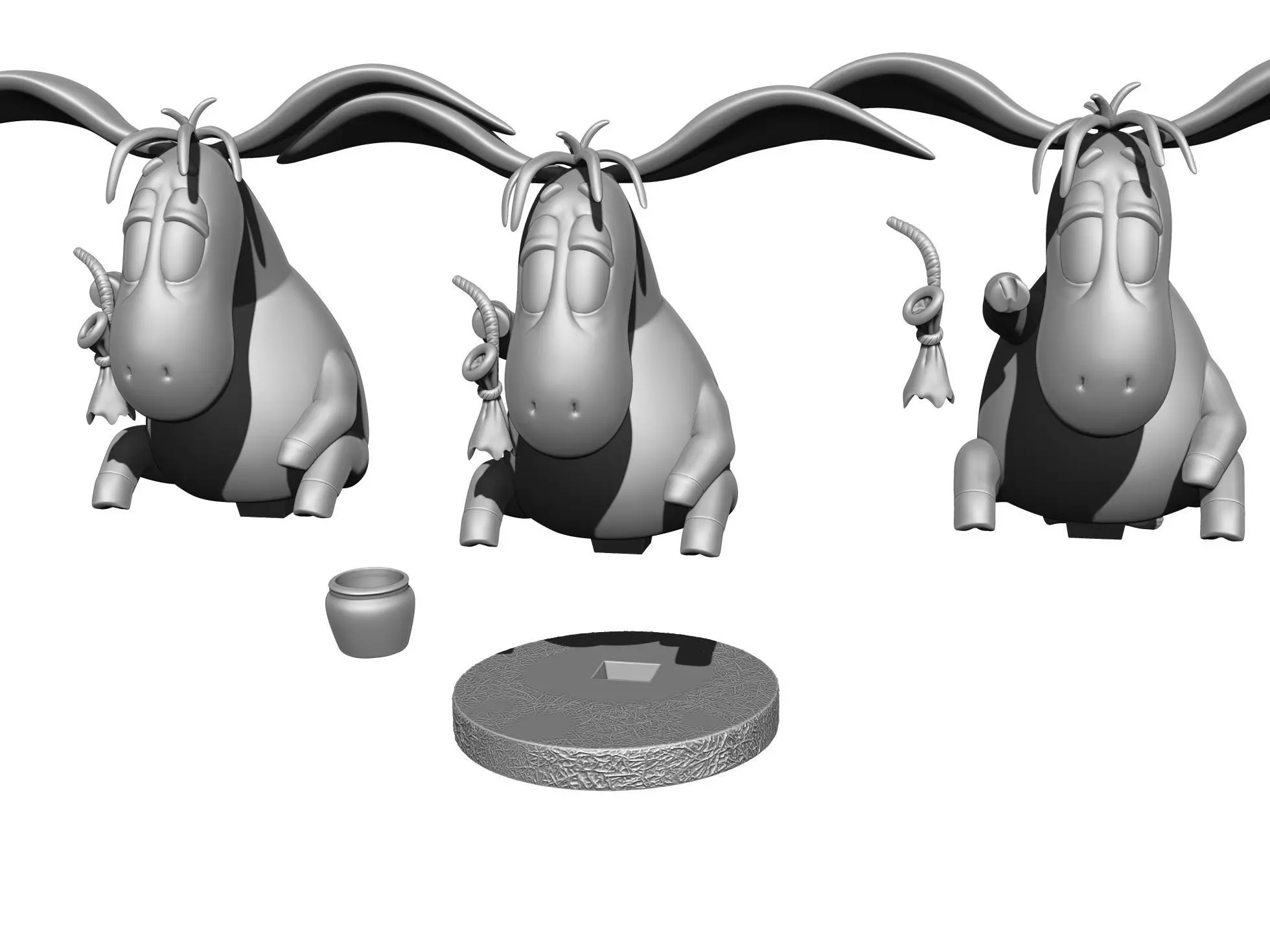 Eeyore 3 options for 3D printing STL 3D print model_17