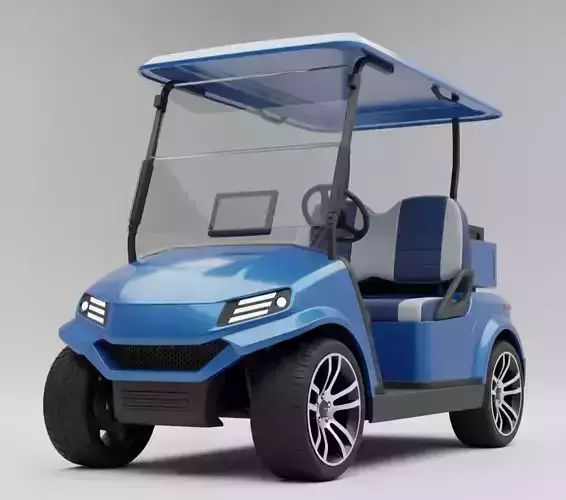 Blue Golf Cart 3D model 5