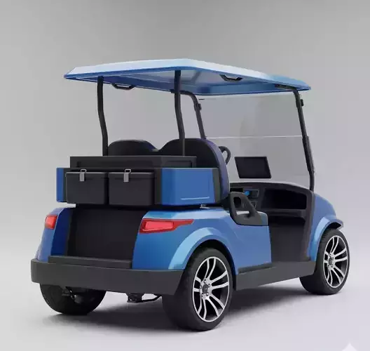 Blue Golf Cart 3D model 2