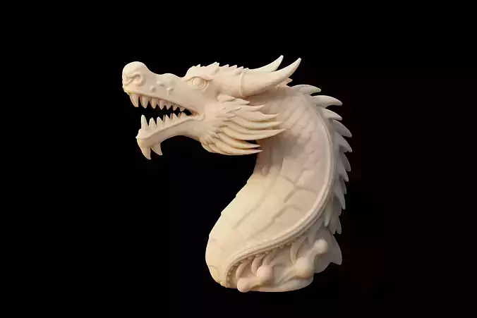 Dragon Head Bust - High Detail 3D Print Model