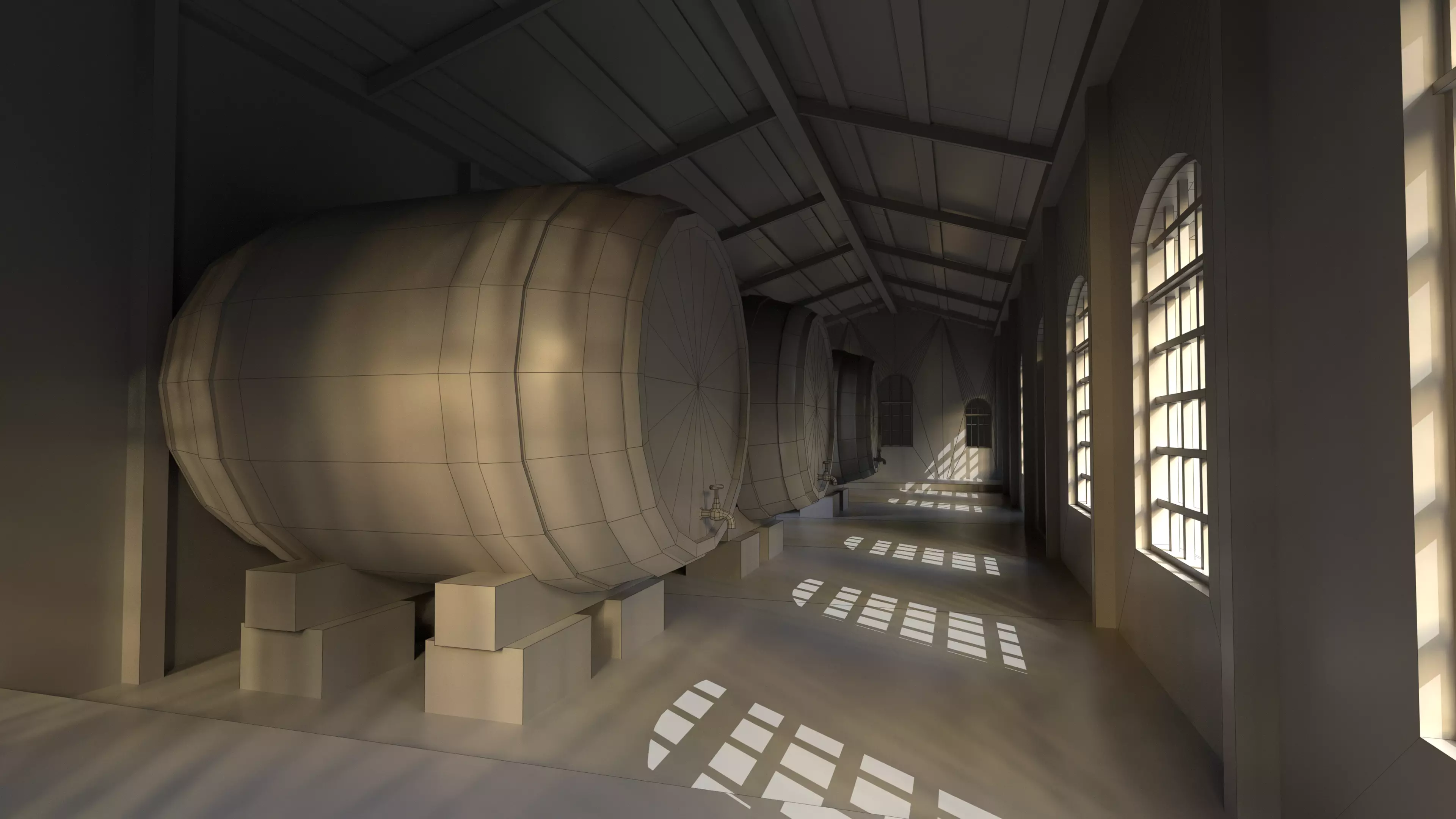 Old Wine Warehouse Low-poly 3D model_14