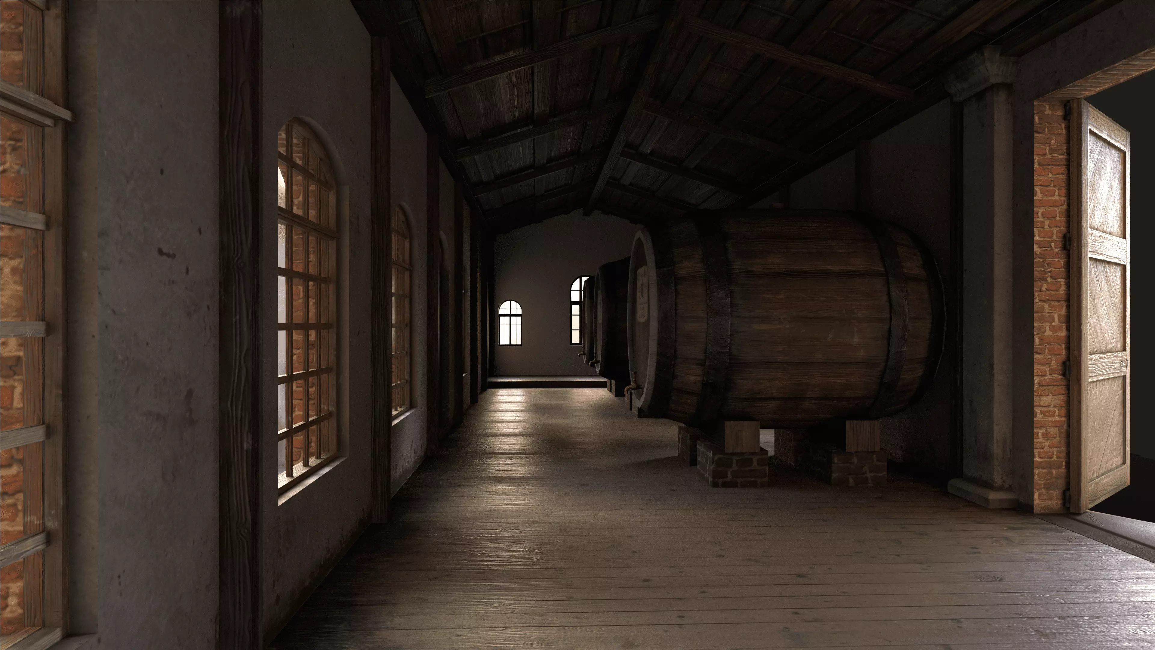 Old Wine Warehouse Low-poly 3D model_8