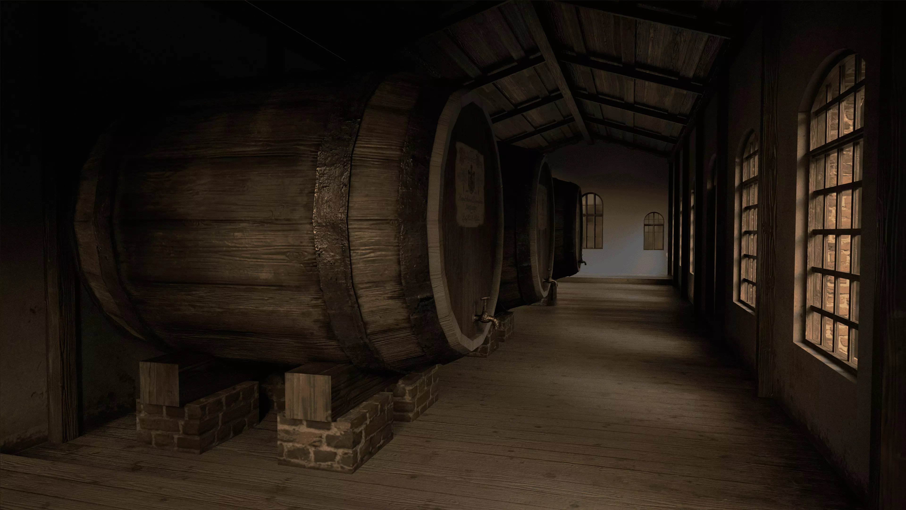 Old Wine Warehouse Low-poly 3D model_9