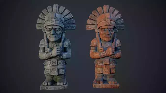 Aztec Statue 05 PBR Low-poly 3D model