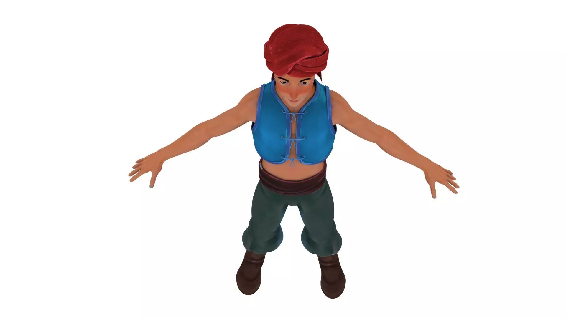 Historical cartoon young boy 3D model_5