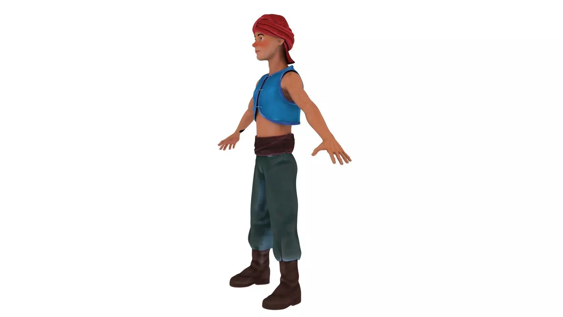 Historical cartoon young boy 3D model_2