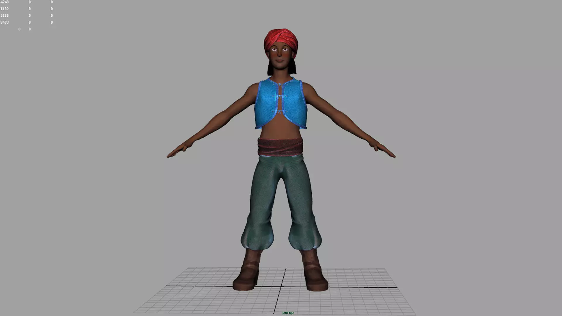 Historical cartoon young boy 3D model_7