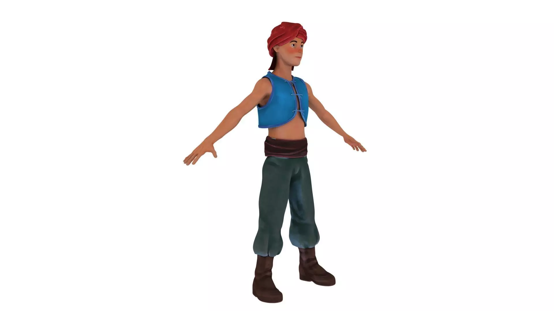 Historical cartoon young boy 3D model_4