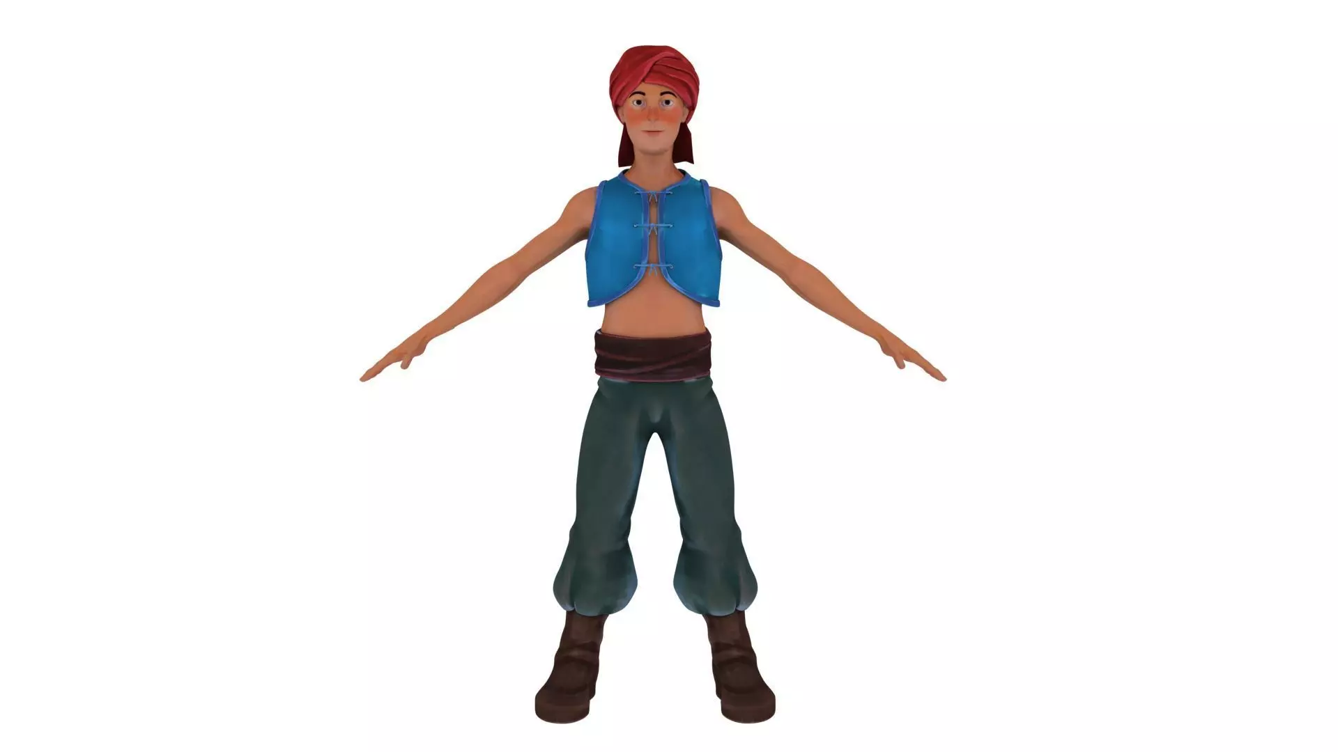 Historical cartoon young boy 3D model_1